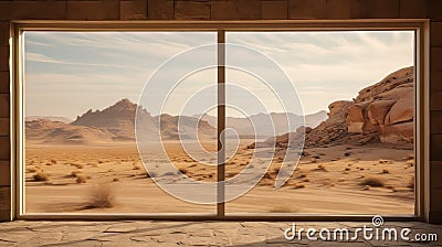 Desert Horizons: Gazing Through a Window Into the Expansive Arid Wilderness Stock Photo