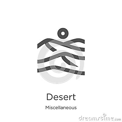 desert icon vector from miscellaneous collection. Thin line desert outline icon vector illustration. Outline, thin line desert Vector Illustration