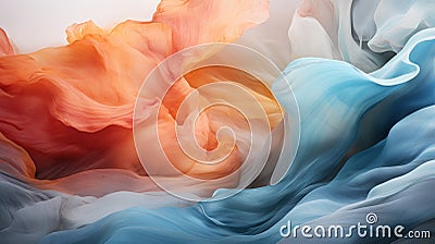 Desert-inspired Abstract Environmental Art: Swirling Orange And Blue Liquid Stock Photo