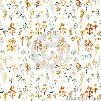 A desert-inspired seamless pattern, where radiant red and orangeade tones meet to create a warm, autumnal floral Stock Photo