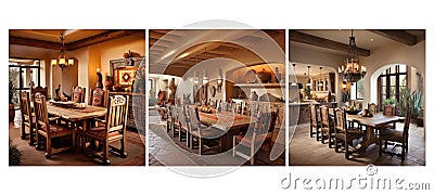 desert-inspired southwestern dining room interior design ai generated Cartoon Illustration