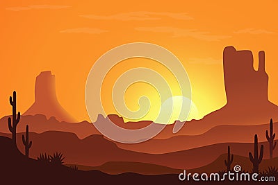 Desert Landscape in Arizona. Vector Illustration