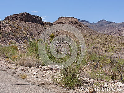 Desert landscape highway Route 66 Stock Photo