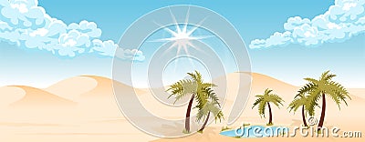 Desert landscape with oasis Vector Illustration