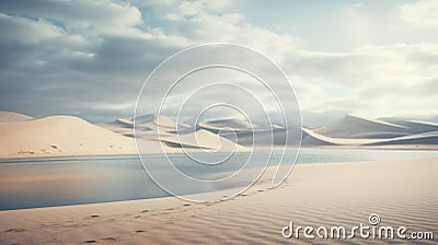 Dreamy Desert Scene: Photorealistic 8k Rendering With Densely Patterned Imagery Cartoon Illustration