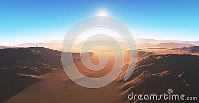 Desert landscape with sand dunes Cartoon Illustration