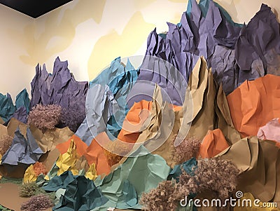 A desert landscape with torn paper8 Stock Photo