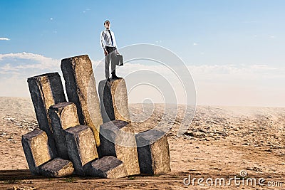 In the desert. Mixed media Stock Photo