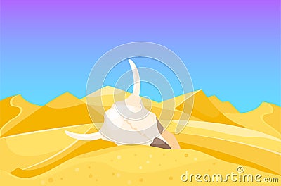 Desert mountains sandstone wilderness landscape background dry under sun hot dune scenery travel vector illustration. Vector Illustration