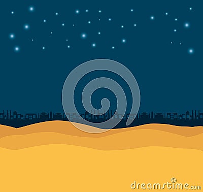 Desert night manger scene background Vector Illustration