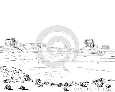 Desert of North America Arizona. Chihuahuan. Vector Illustration