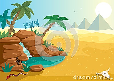 Desert Oasis Vector Illustration