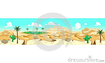 Desert with oasis Vector Illustration