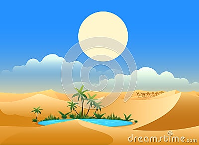 Desert oasis background Vector Illustration