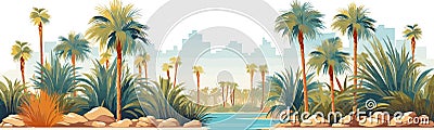 desert oasis with palm trees vector simple 3d isolated illustration Vector Illustration