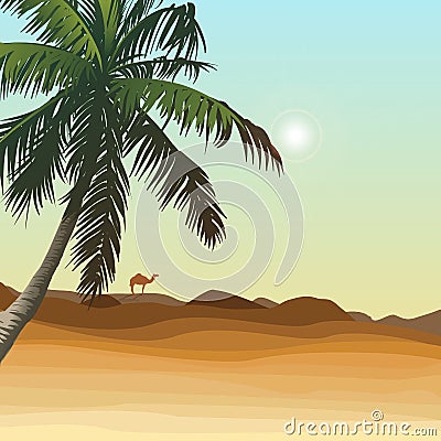 Desert and palm Vector Illustration