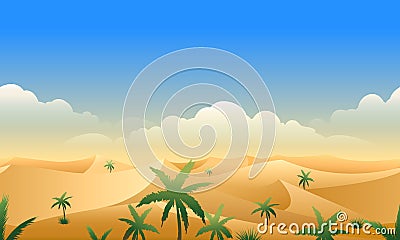 Desert panorama horizontal seamless pattern Vector Illustration