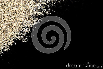 Desert pile sand isolated on black. Dust heap beach texture on shore background. Travel concept in minimal style Stock Photo