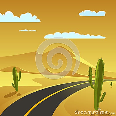 Desert Road Vector Illustration
