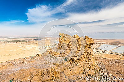 Desert rock cliff Dead sea landscape scenic view, Israel. Stock Photo