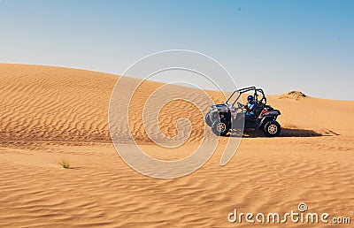 Man tourist expat driving buggy quad vehicle Editorial Stock Photo