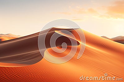 Desert sand dunes at sunset, 3d render nature background Stock Photo
