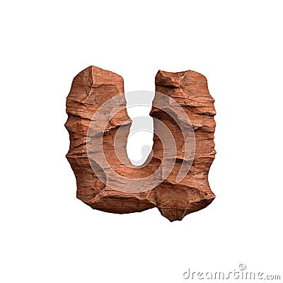 Desert sandstone letter U - Small 3d red rock font - Suitable for Arizona, geology or desert related subjects Cartoon Illustration