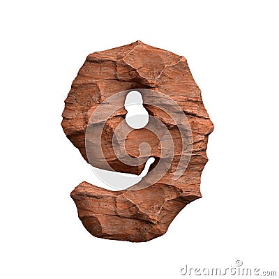 Desert sandstone number 9 - 3d red rock digit - Suitable for Arizona, geology or desert related subjects Cartoon Illustration