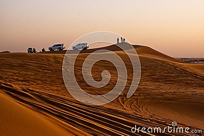 offroad desert tour at sunset Stock Photo