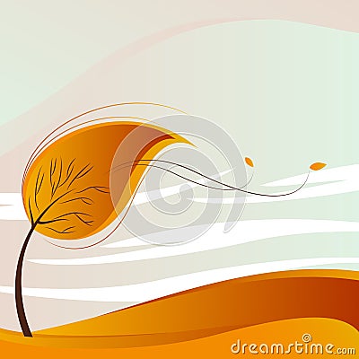 Desert and tree Vector Illustration