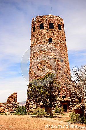 Desert View Watch Tower Grand Canyon Stock Photo