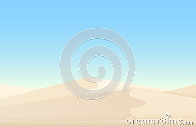 Desert white sand dunes egyptian vector landscape background. Vector Illustration