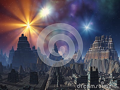 Deserted Alien City Stock Photo