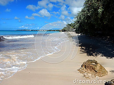 Deserted Barbados beach Stock Photo