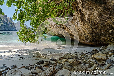 Deserted beach bay off the coast of Krabi Stock Photo