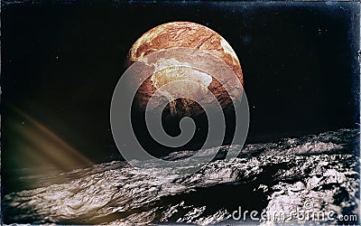 Deserted Earth From The Moon Stock Photo