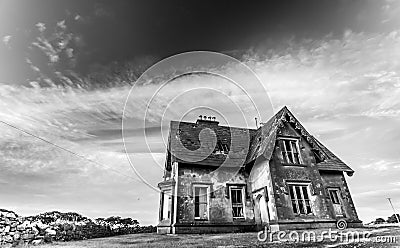 Deserted haunted house in Black and white Stock Photo