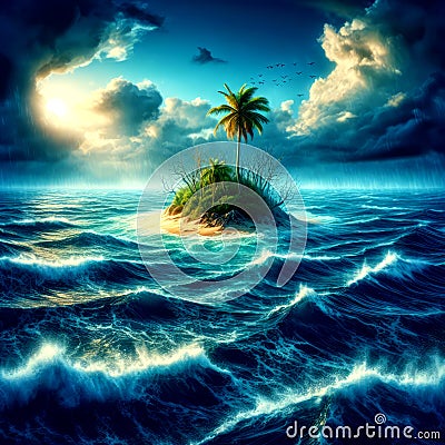 Deserted island Beach Sun Stock Photo