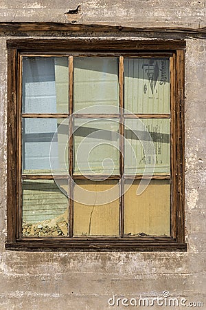 Deserted Post Office building window at Kelso Depot Mojave Preserve Stock Photo
