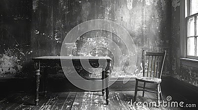 a deserted table, devoid of any objects or decorations, leaving behind a sense of absence and vacancy. Stock Photo
