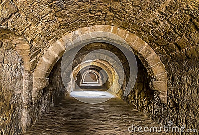 A deserted tunnel under the old fortress of Famagusta, Northern Cyprus Stock Photo