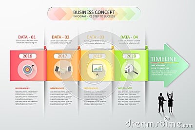 Design abstract 3d arrow infographic template 4 steps for business concept Vector Illustration