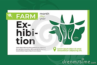 Design for agricultural exhibition or fair with farm animals Vector Illustration