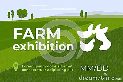 Design for agricultural exhibition with farm animals Vector Illustration