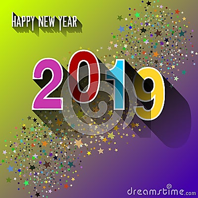 Design allusive to the new year of 2019 Cartoon Illustration