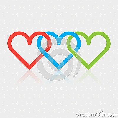 Design associated three Hearts Vector Illustration