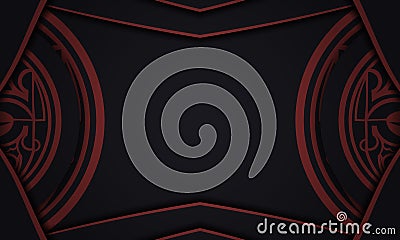 Design background with luxurious patterns. Black banner with Maori ornaments and place for your text and logo. Vector Illustration