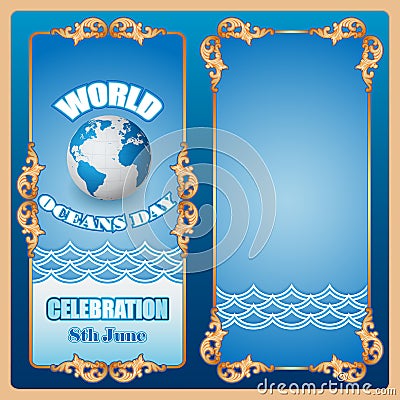 Design background for World Oceans day, celebration Vector Illustration