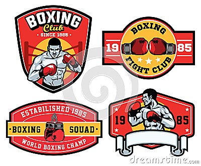 Design badge boxing set collection Vector Illustration
