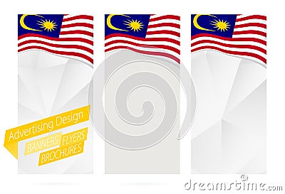 Design of banners, flyers, brochures with flag of Malaysia Vector Illustration